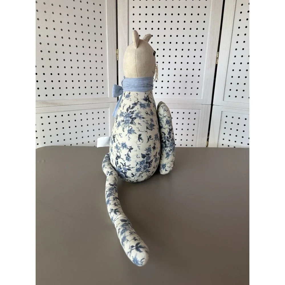 Our America Blue Floral Cat Door Jammer‎ 'Door-ables Door Stop Plush Weighted